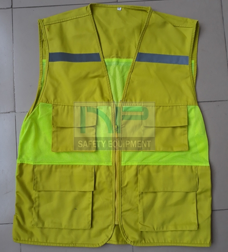 Áo gile kỹ thuật màu cỏ úa