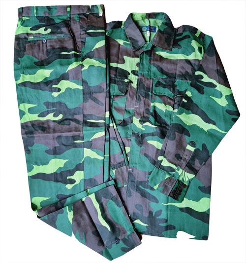 Bộ quần áo rằn ri xanh- vải kaki Nam Định