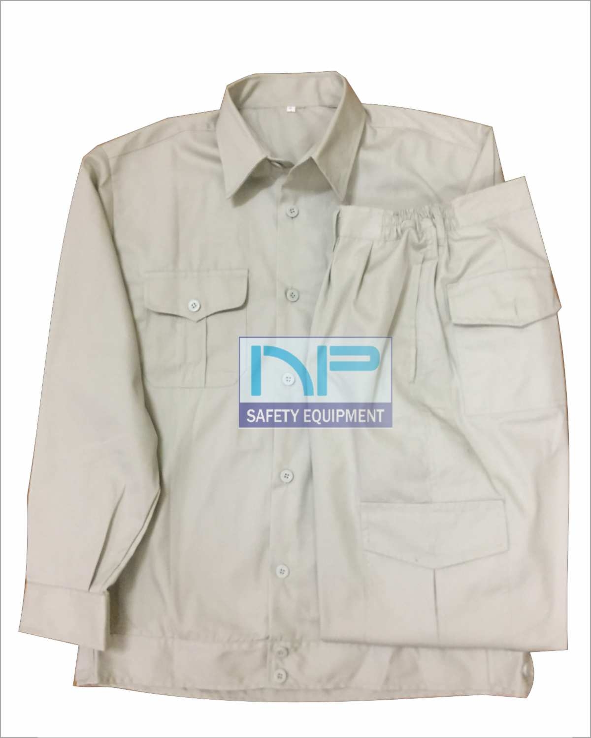 Quần áo Kaki ND túi hộp màu ghi sáng (May sẵn)