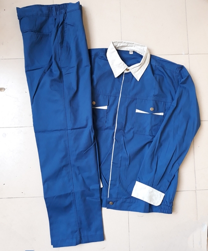 Quần áo phối xanh-ghi vải Pangrim-Hàn Quốc