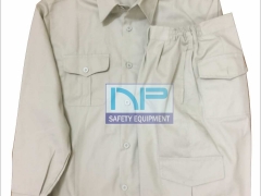 Quần áo Kaki ND túi hộp màu ghi sáng (May sẵn)