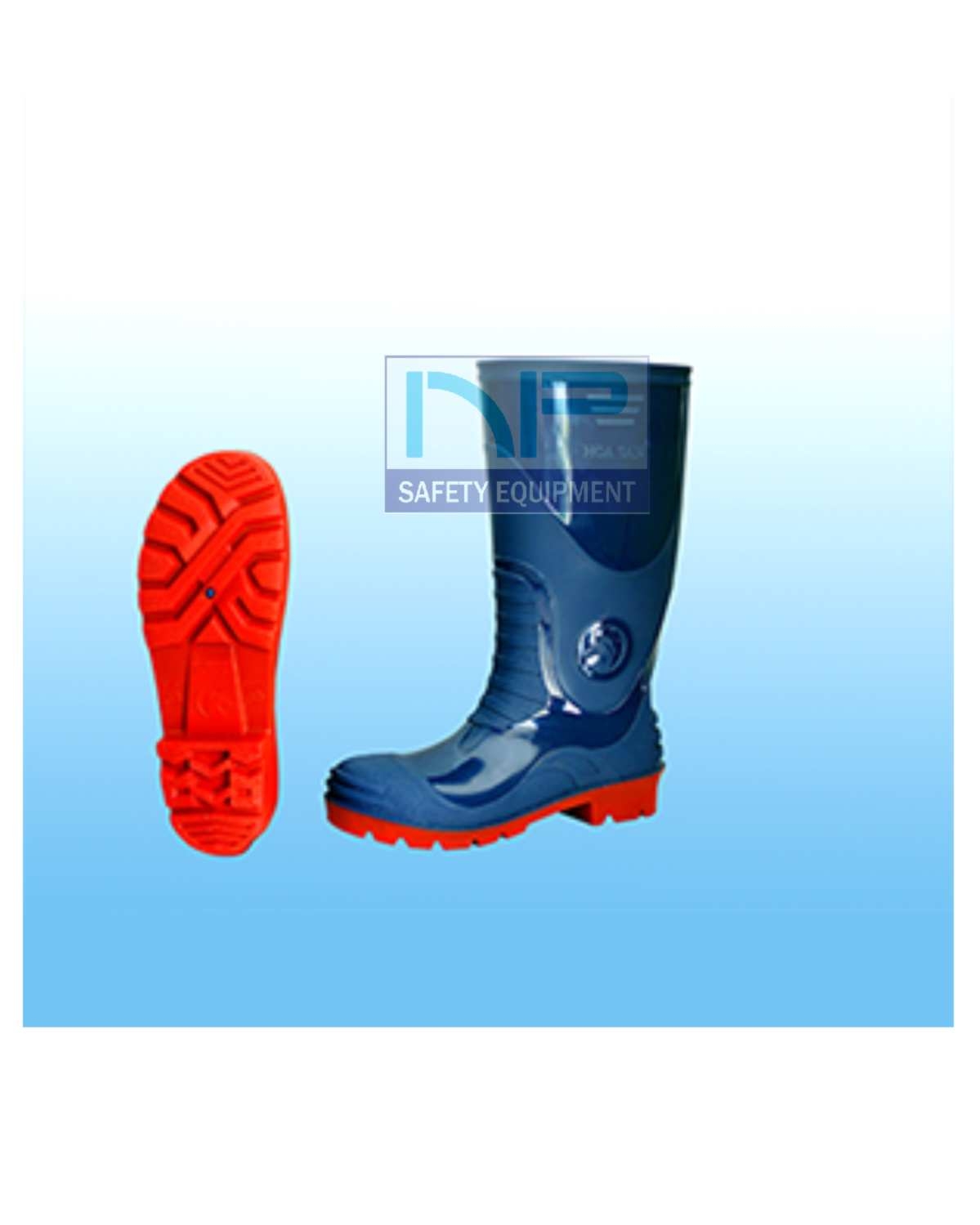 Ủng mũi sắt màu xanh đen, đế đỏ-Hoa San